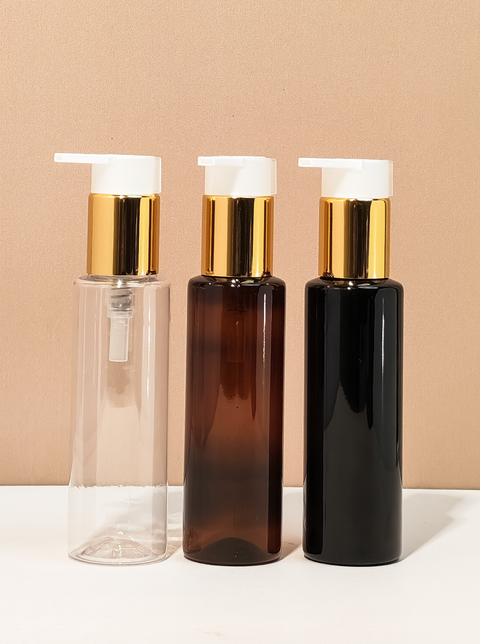 100Ml Pet Bottle With New Gold White Lotion Pump