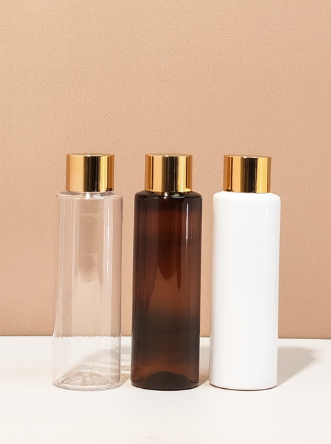 100Ml Pet Bottle With Gold Shinny Screw Caps