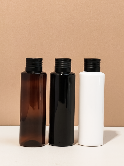 100Ml Pet Bottle With Matte Black Aluminium Screw Cap