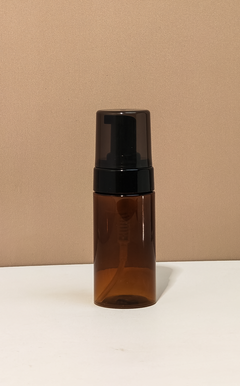 100Ml Amber Foaming Bottle With Black Pump
