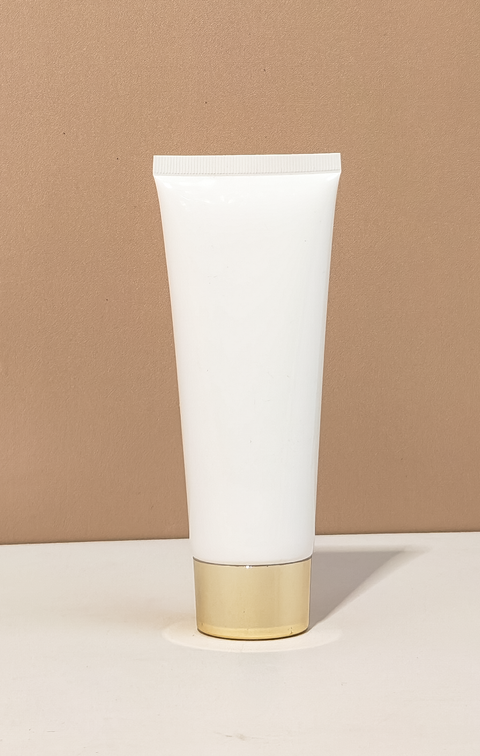 100Ml White Lotion Tube With Gold Cap