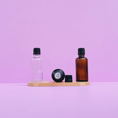 50Ml Glass Bottle With Black Smooth Tamper Proof Cap + Insert (Round)