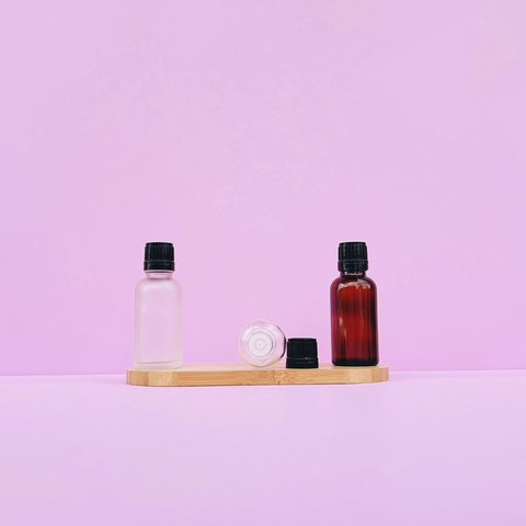 30Ml Glass Bottle With Black Smooth Tamper Proof Cap + Insert (Round)