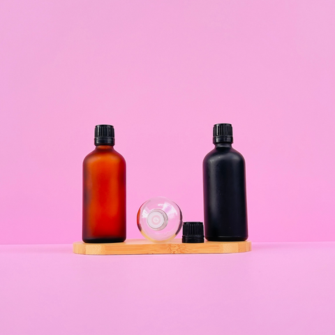 100Ml Glass Bottle With Black Smooth Tamper Proof Cap + Insert (Round)