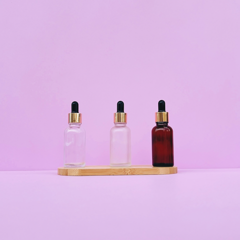 30Ml Glass Bottle With Gold Black Dropper (Round)