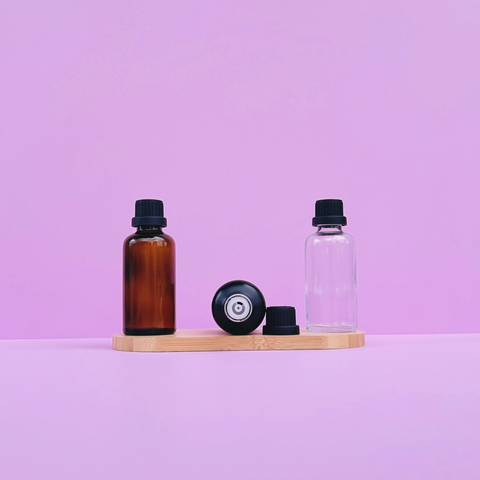 50Ml Glass Bottle With Black Tamper Proof Cap + Insert (Round)