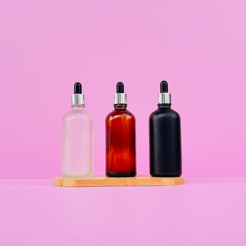 100Ml Glass Bottle With Silver Black Dropper (Round)