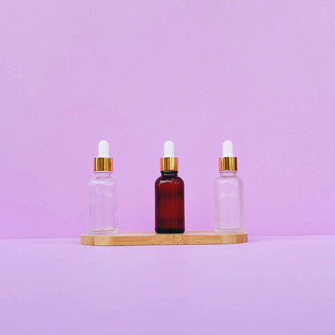 30Ml Glass Bottle With Gold White Dropper (Round)
