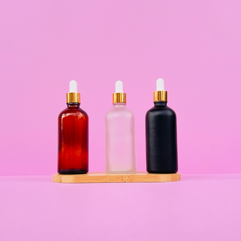 100Ml Glass Bottle With Gold White Dropper (Round)