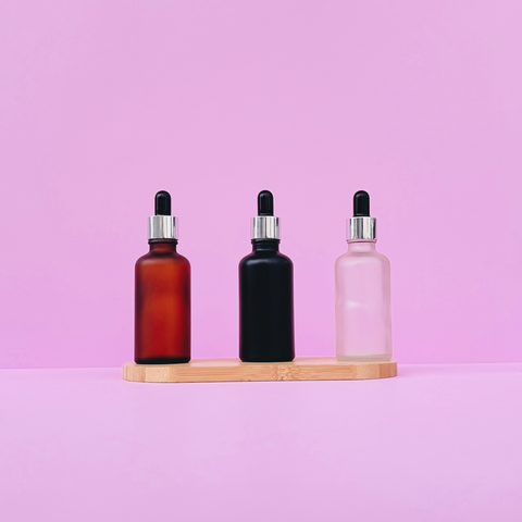 50Ml Glass Bottle With Silver Black Dropper (Round)