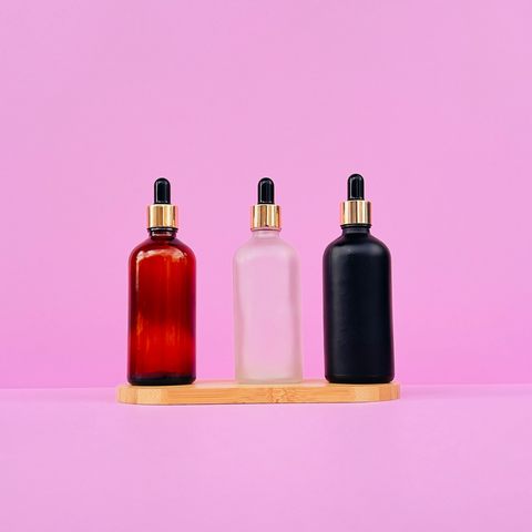 100Ml Glass Bottle With Gold Black Dropper (Round)