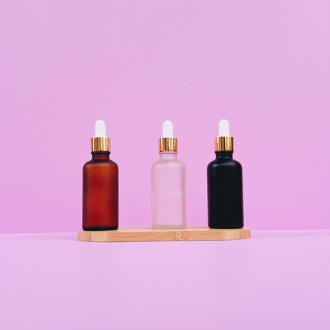 50Ml Glass Bottle With Gold White Dropper (Round)