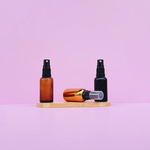 30Ml Glass Bottle With Black Mist Sprayer (Round)