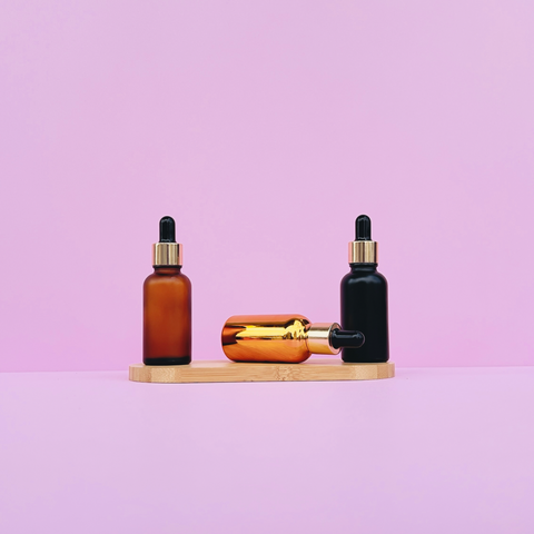 30Ml Glass Bottle With Gold Black Dropper (Round)