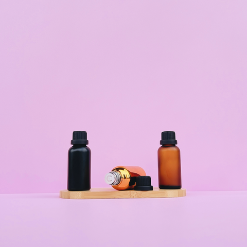 30Ml Glass Bottle With Black Tamper Proof Cap + Insert (Round)