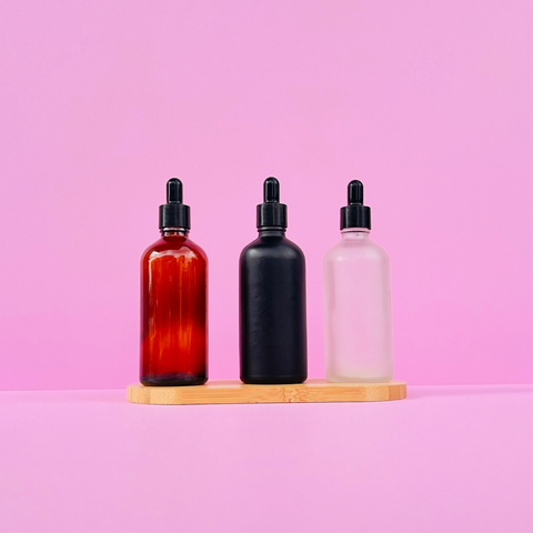 100Ml Glass Bottle With Black Smooth Dropper (Round)