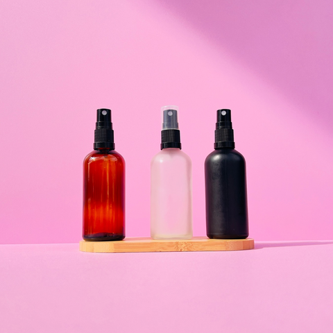 100Ml Glass Bottle With Black Mist Sprayer (Round)