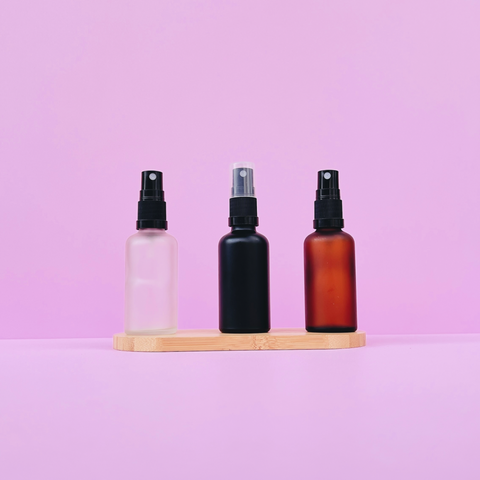 50Ml Glass Bottle With Black Mist Sprayers (Round)