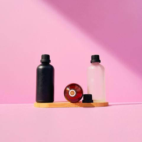 100Ml Glass Bottle With Black Tamper Proof Cap + Insert (Round)
