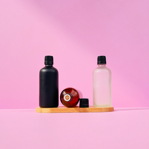100Ml Glass Bottle With Black Smooth Tamper Proof Cap + Insert (Round)