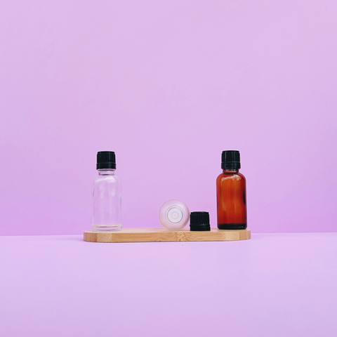 30Ml Glass Bottle With Black Smooth Tamper Proof Cap + Insert (Round)