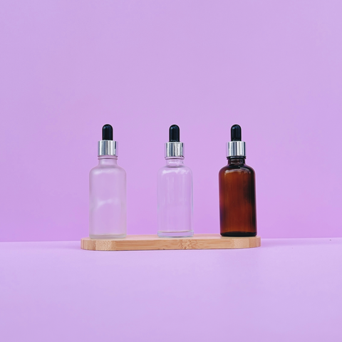 50Ml Glass Bottle With Silver Black Dropper (Round)