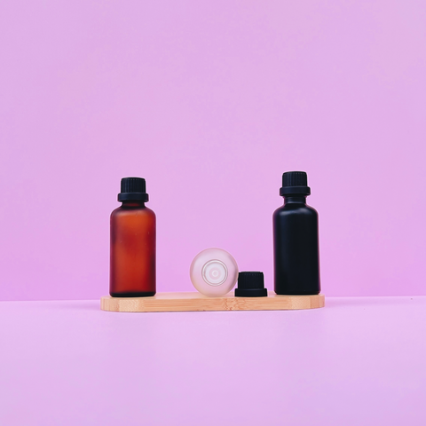 50Ml Glass Bottle With Black Tamper Proof Cap + Insert (Round)