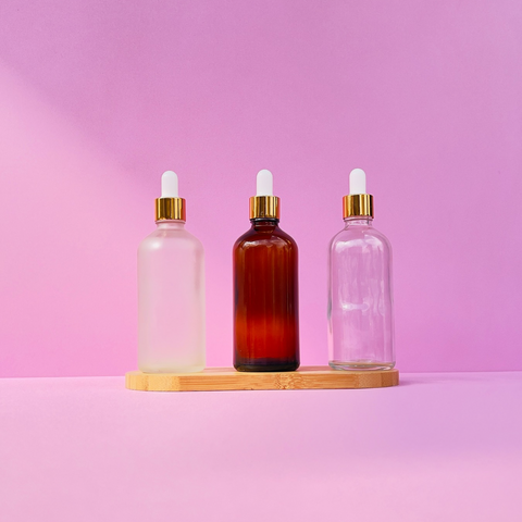 100Ml Glass Bottle With Gold White Dropper (Round)