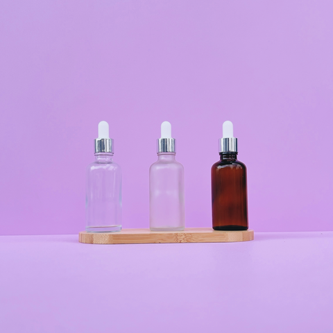 50Ml Glass Bottle With Silver White Dropper (Round)
