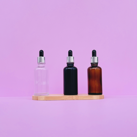 50Ml Glass Bottle With Silver Black Dropper (Round)
