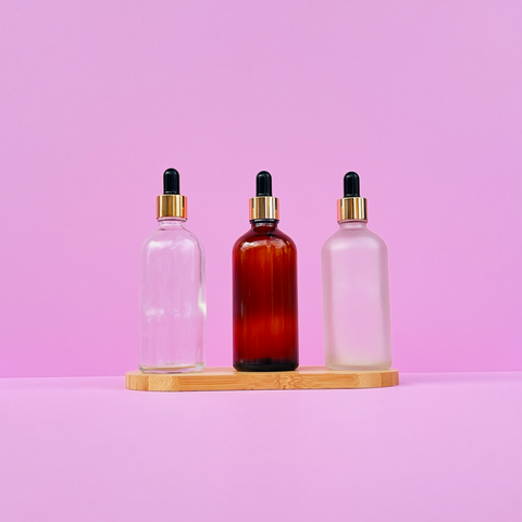 100Ml Glass Bottle With Gold Black Dropper (Round)