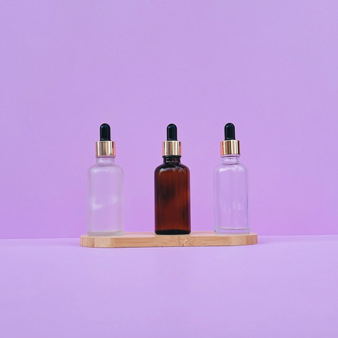 50Ml Glass Bottle With Gold Black Dropper (Flat)