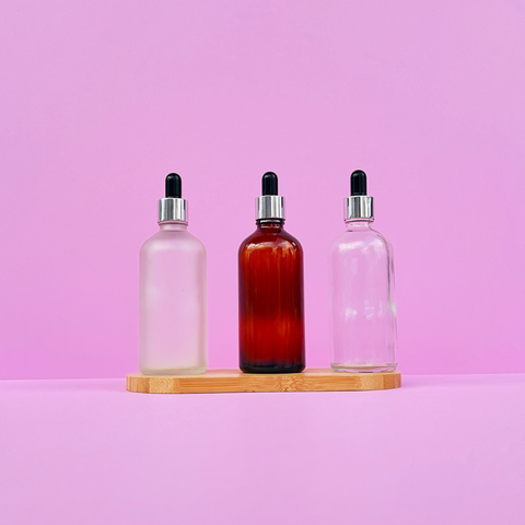 100Ml Glass Bottle With Silver Black Dropper (Round)