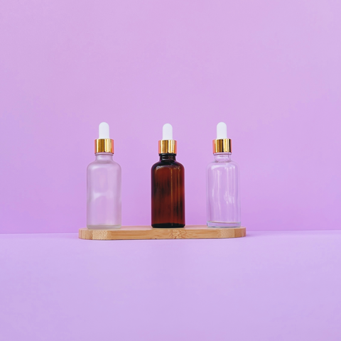 50Ml Glass Bottle With Gold White Dropper (Round)