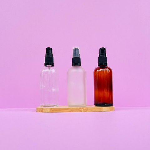 100Ml Glass Bottle With Black Treatment Pump (Round)
