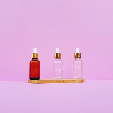 30Ml Glass Bottle With Gold White Dropper (Round)