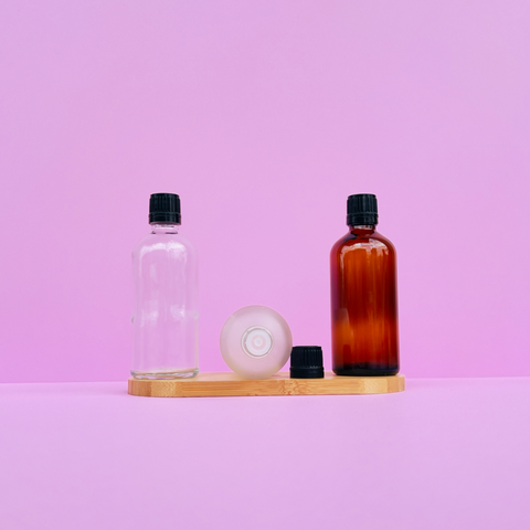 100Ml Glass Bottle With Black Smooth Tamper Proof Cap + Insert (Round)