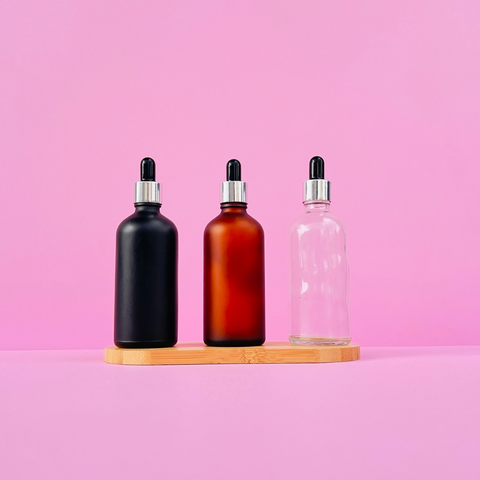 100Ml Glass Bottle With Silver Black Dropper (Round)