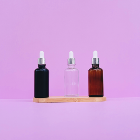 50Ml Glass Bottle With Silver White Dropper (Round)