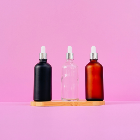 100Ml Glass Bottle With Silver White Dropper (Round)