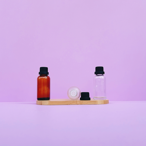 30Ml Glass Bottle With Black Tamper Proof Cap + Insert (Round)