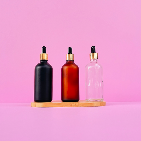 100Ml Glass Bottle With Gold Black Dropper (Round)