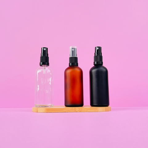 100Ml Glass Bottle With Black Mist Sprayer (Round)